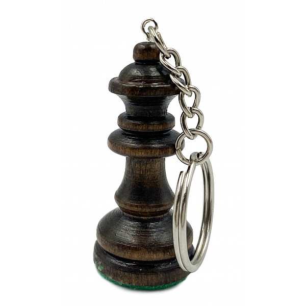 Chess wooden keyring "queen" dark