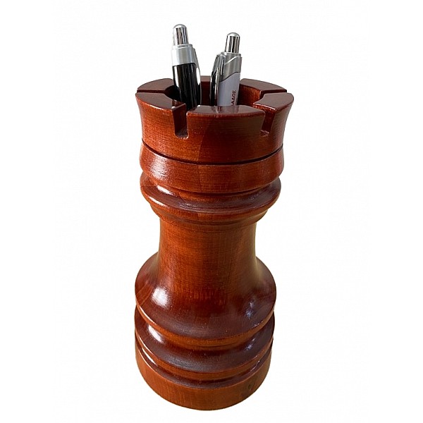 Wooden decorative chess rook (pencil case) Dark red - 9.06"