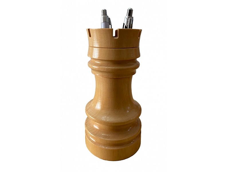 Wooden decorative chess rook (pencil case) light - 9.06"