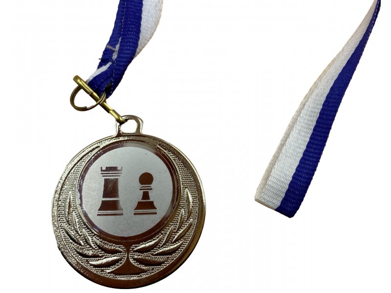 Chess medal silver (diameter 4 cm / 1.57" )