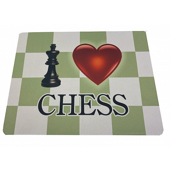 Chess mousepad "i love chess" theme  9.65" X 3.54"