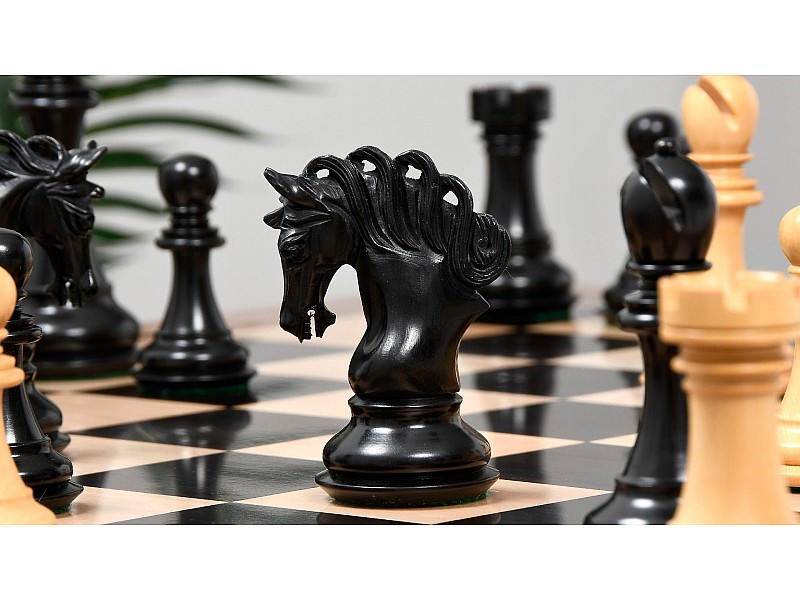 The Pegasus ebony/boxwood 4.6" chess pieces