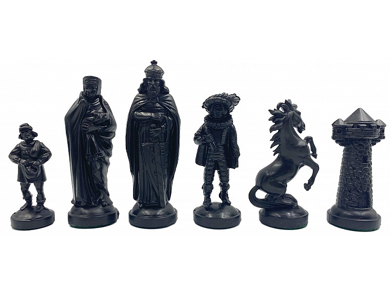 Historical theme white/black 3.22" plastic chess pieces 