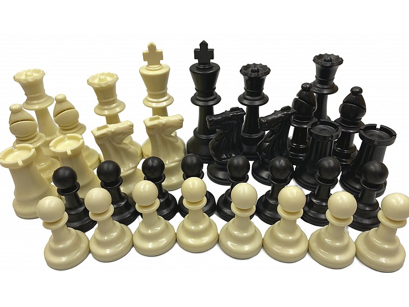 20" brown vinyl chess board with staunton plastic pieces