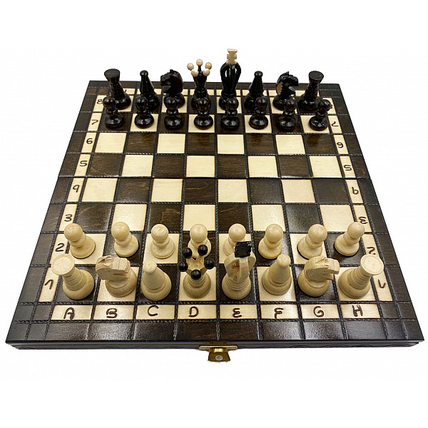 Wooden chess set glossy brown 12.20" X 12.20" 