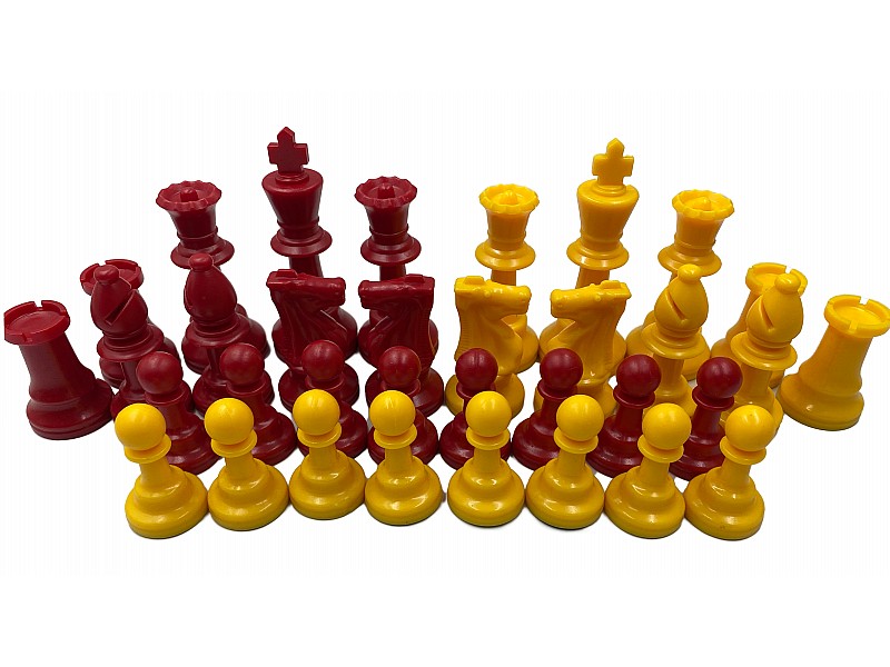 19.69" Red vinyl chess board with red/yellow pcs 3.75"