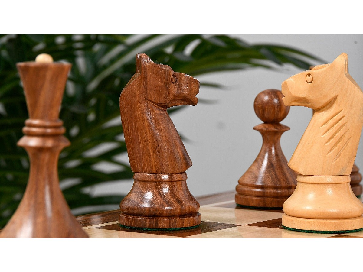 Reproduced 1961 Soviet Championship Baku Chess Set in Ebonized Box wood 4” 
