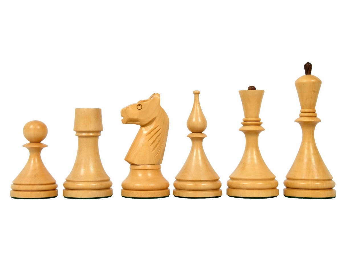 Boxwood 4” King Reproduced 1961 Soviet Championship Baku Chess Set in Ebonized 