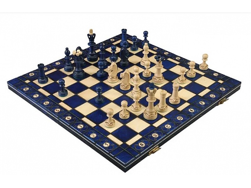 Wooden chess set Senator blue 