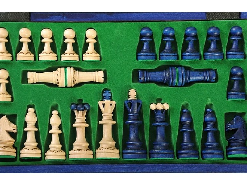 Wooden chess set Senator blue 