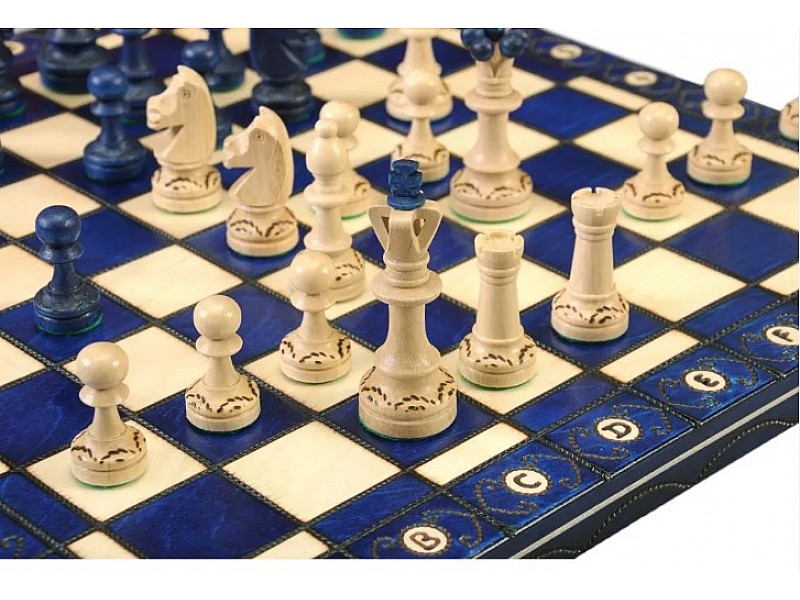 Wooden chess set Senator blue 