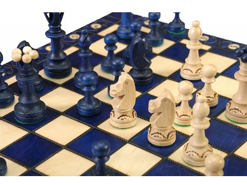 Wooden chess set Senator blue 