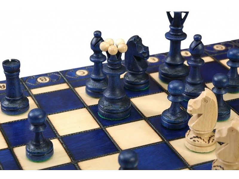 Wooden chess set Senator blue 