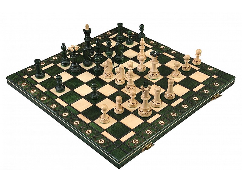 17.75" wooden chess set Senator green 