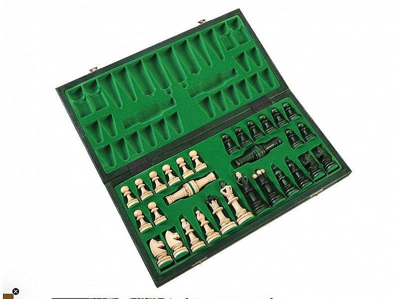 17.75" wooden chess set Senator green 