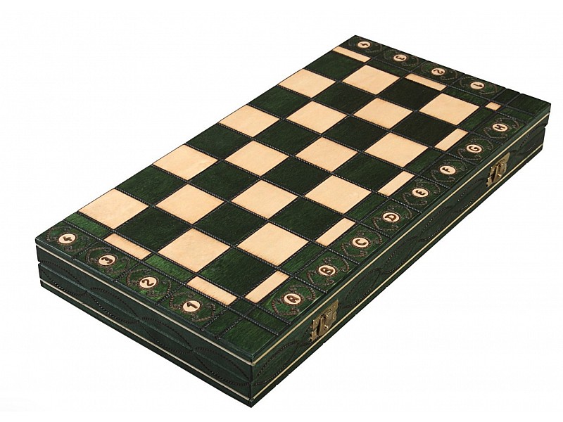 17.75" wooden chess set Senator green 