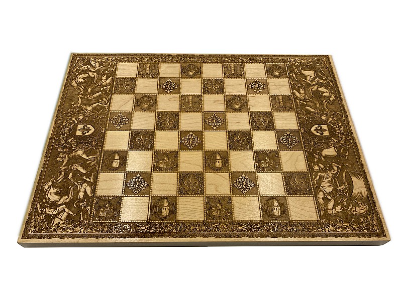 War Chess & Checkers Wood Board Game 