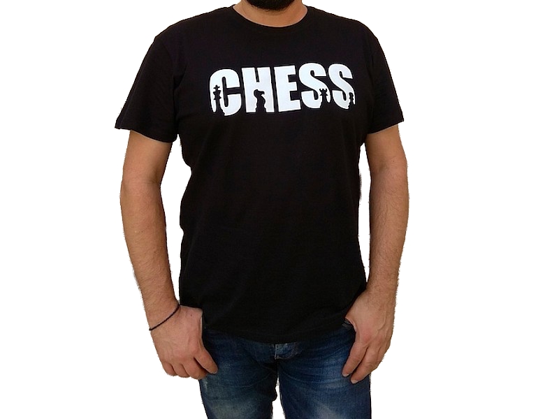 T-Shirt mit aufgedrucktem Schachmotiv (weiß)