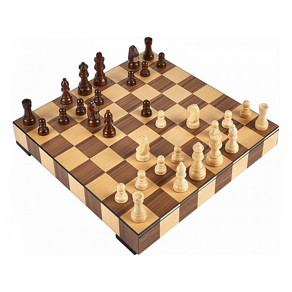 Magnetic deluxe square wooden chess set 14.17" X 14.17" 