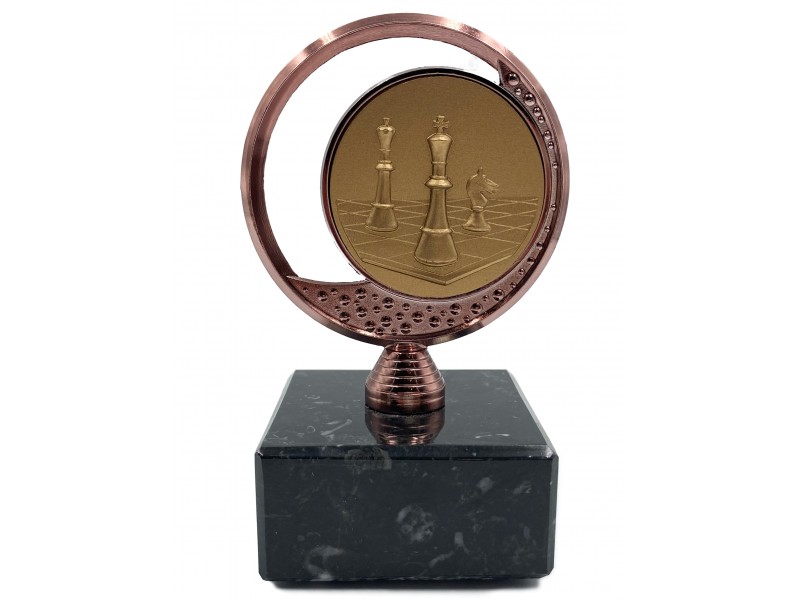 Chess award - Bronze chess cycle theme - with marble base