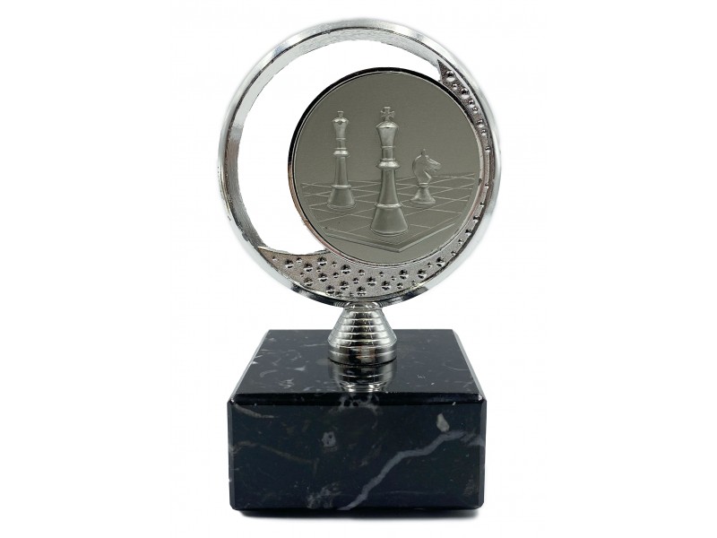 Chess award - silver chess cycle theme - with marble base