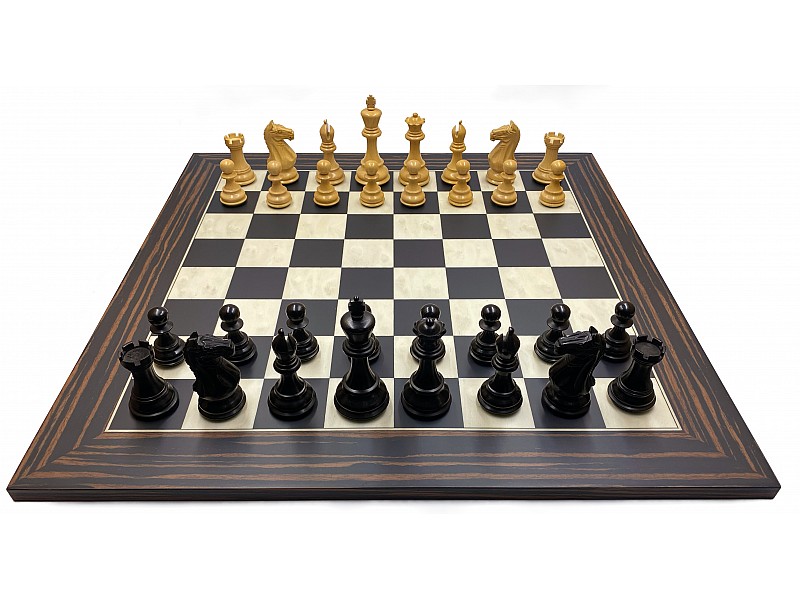 Supreme chess pieces 3.74" king   & board ebony 19.69" X 29.69" 