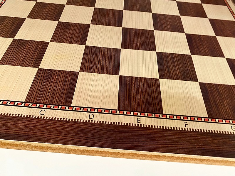 Printed chess board "redline" 50 X 50 cm / 19.69"  & wooden chess pieces with king's height 10 cm / 3.94" 