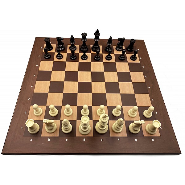 Economy chess board  & platic chess pieces  3.74" king