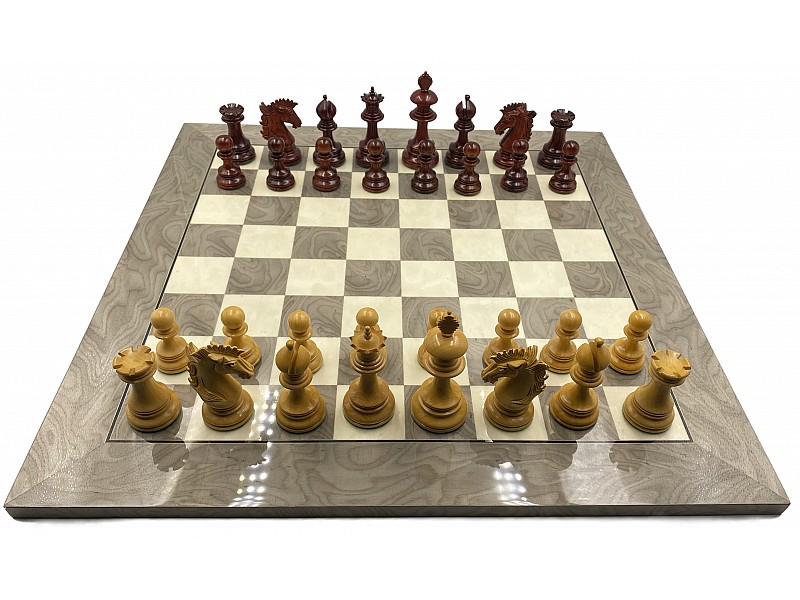19.7” wooden Ferrer chess board gray  with  gloss finish