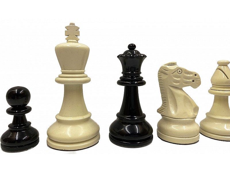 Nero deluxe blanco lacuquered / ebonizado piezas de ajedrez de 3.75 