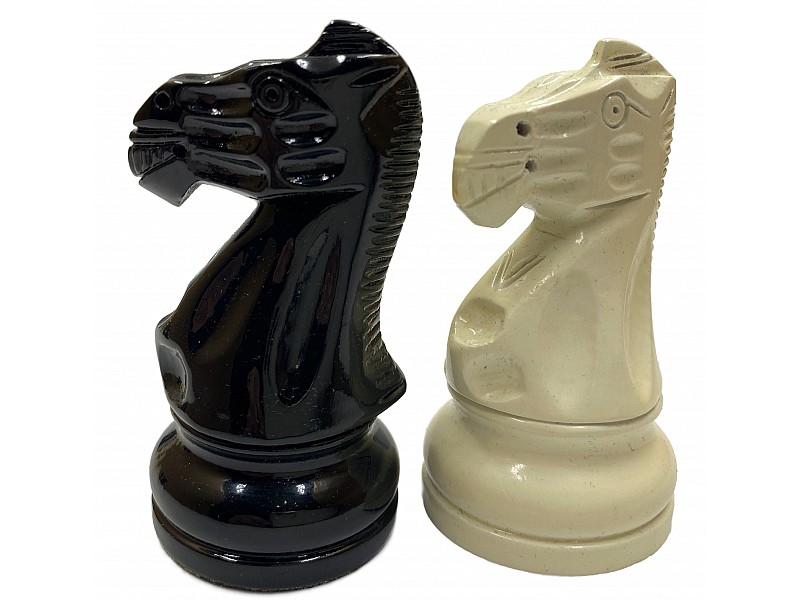 Nero deluxe blanco lacuquered / ebonizado piezas de ajedrez de 3.75 