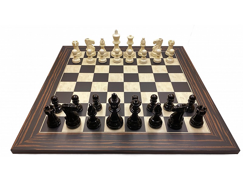 Nero deluxe chess pieces 3.54" king & Chess board ebony 19.69" X 29.69" 