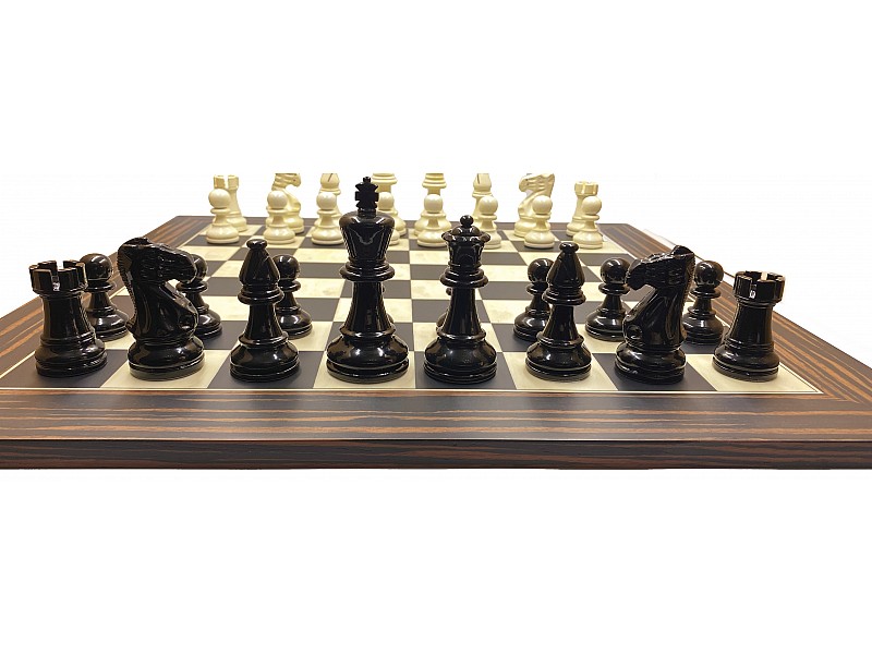 Nero deluxe chess pieces 3.54" king & Chess board ebony 19.69" X 29.69" 