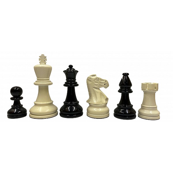 Nero deluxe white lacuquered/ebonized  3.75" chess pieces  & wooden case