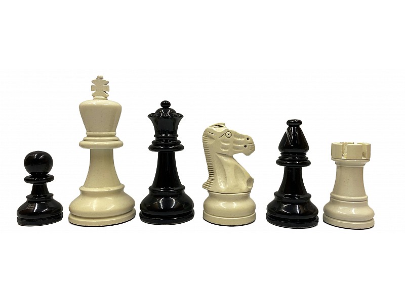 Nero deluxe white lacuquered/ebonized  3.75" chess pieces  & wooden case