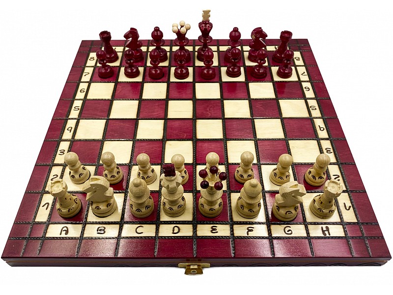 12.20" Wooden chess set glossy red 