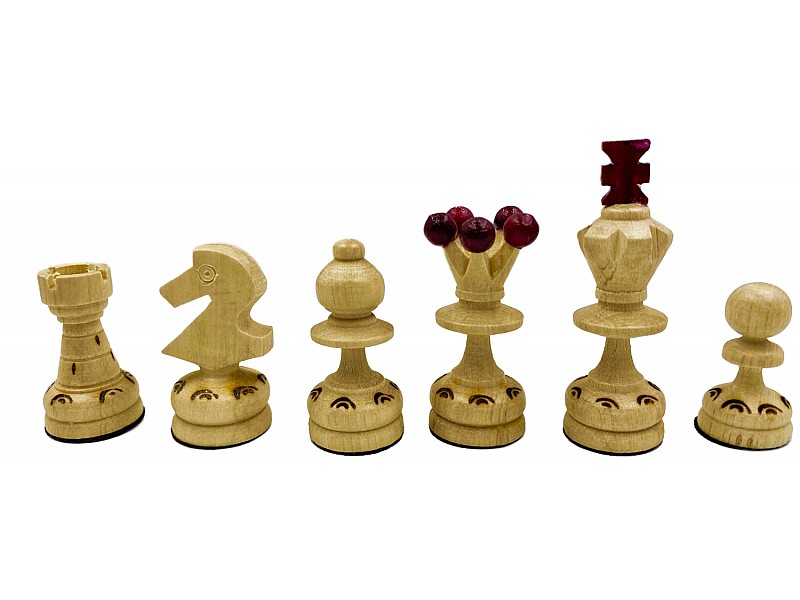 12.20" Wooden chess set glossy red 