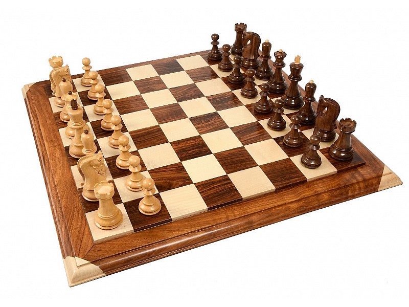 Zagreb boxwood/palysander 4" chess pieces 